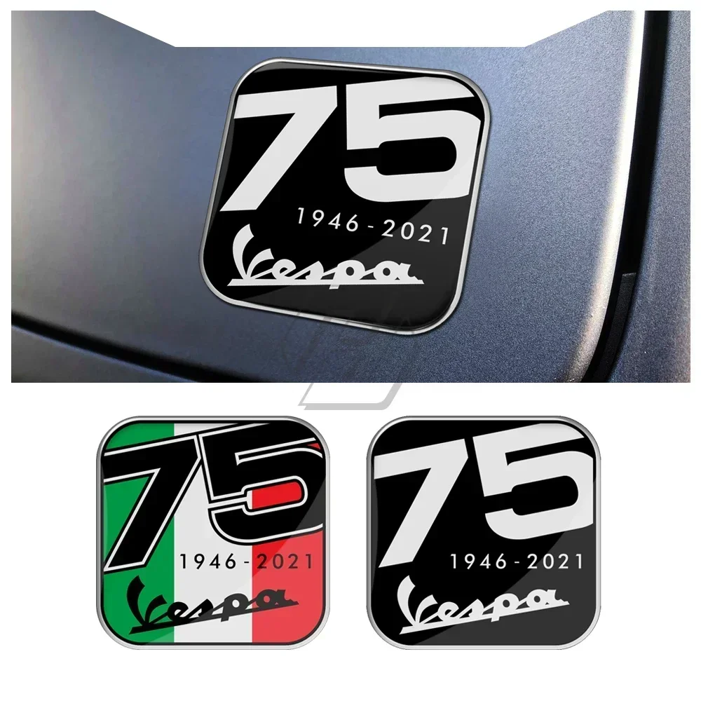 For Vespa GTS Sprint Primavera 75th 75 Years Young Anniversary Decals 3D Resin Scooter Sticker