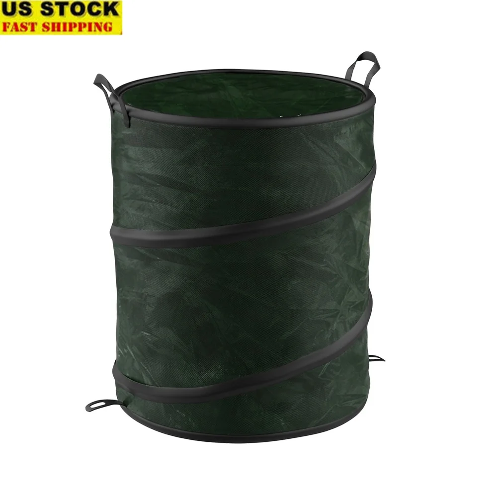 

44 Gallon Pop Up Trash Can with Zippered Lid Portable Outdoor Garbage Bin Camping Parties Eco-Friendly Recycling Solution