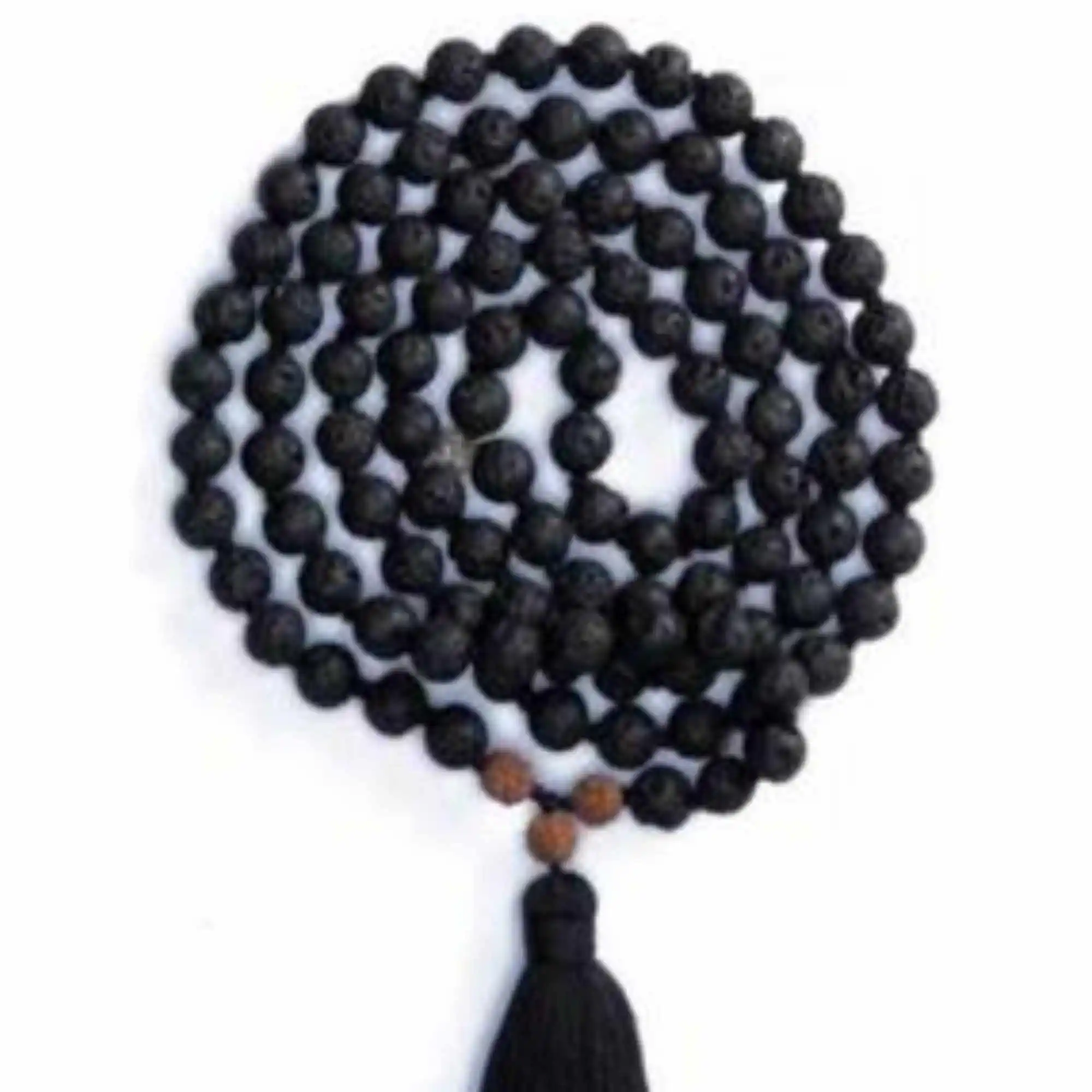 8mm Natural 108 knot black lava Rudraksha beads necklace Unisex Lariat Fashion Nirvana Spiritual Seekers Beads Tranquility Yoga