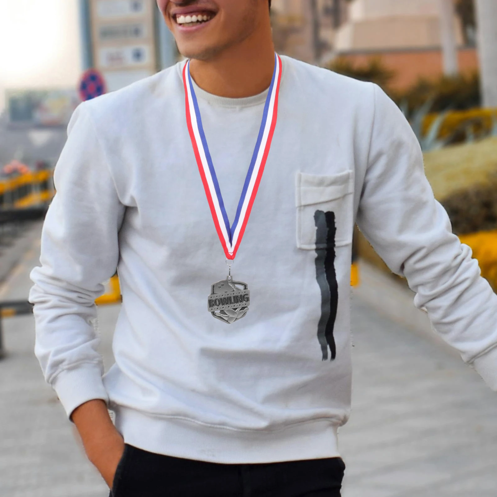 

The Medal Bowling Medals Alloy Winner with Ribbon Award Accessory Ribbons Delicate Contest Reward Competition Decorations