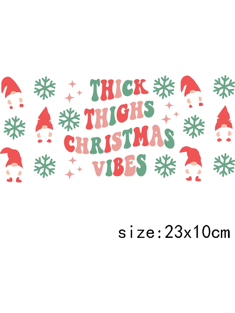 LETOP 1 pz Merry Christmas Trees Present Cap per 16oz Libbey occhiali bottiglie Cup Sticker fai da te UV Dtf UV Wraps Transfers 160z