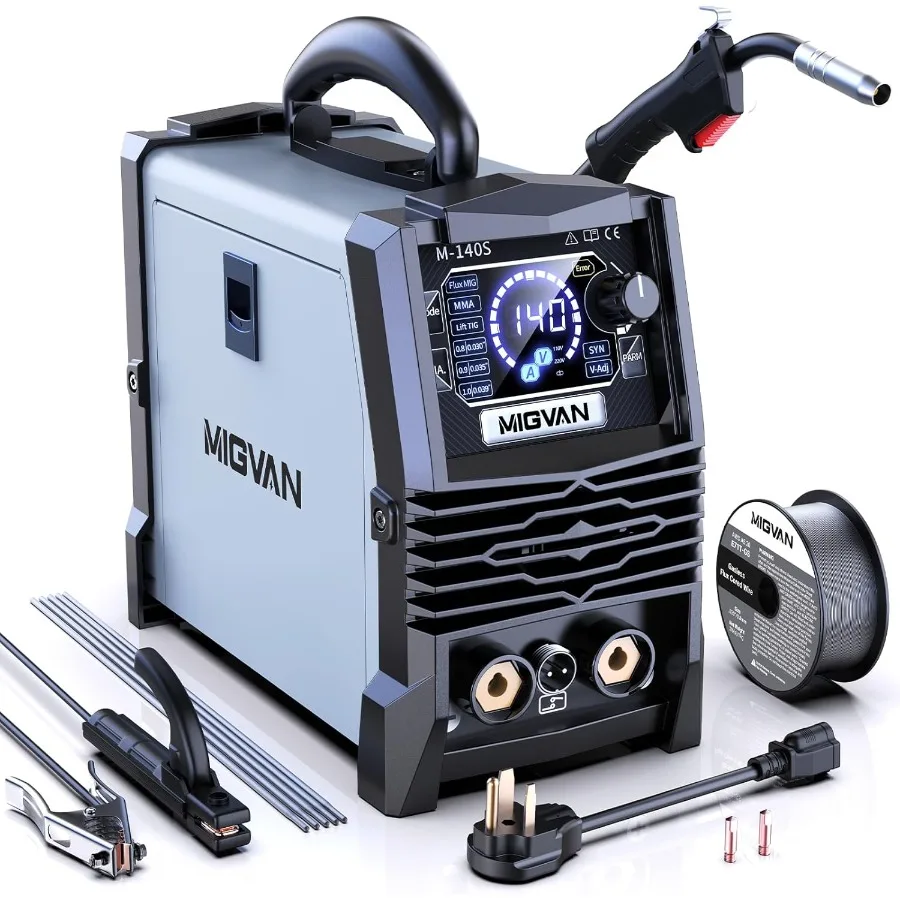 

Безогазовый сварочный аппарат MIG 140A, сварочный аппарат с двойным напряжением 110 В/220 В для домашней мастерской и ремонта автомобилей, MIG с порошковым сердечником с флюсом/подъемность TIG/