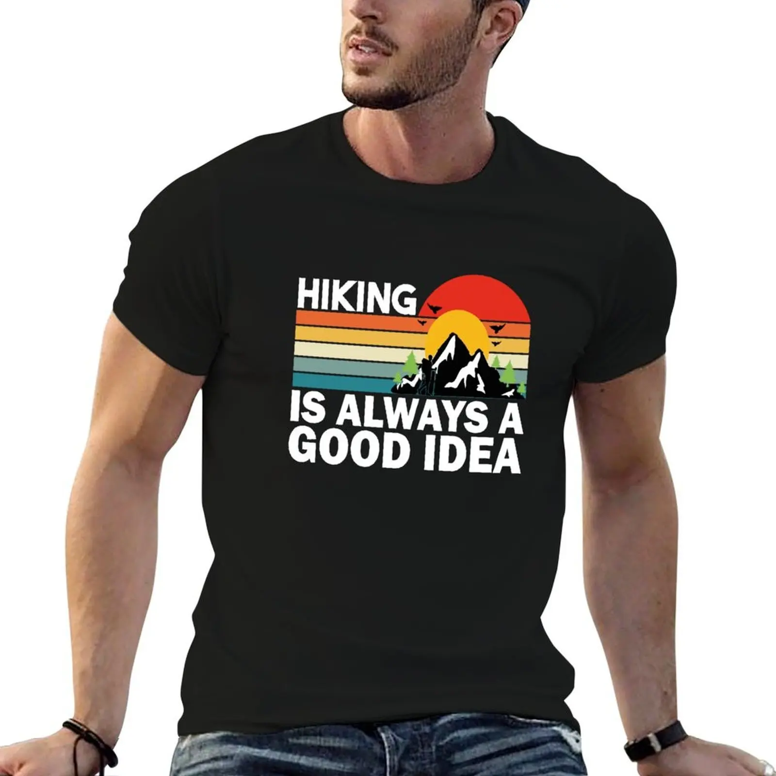 Hiking Is Always A Good Idea Retro Vintage For Summer Walker Mountain Hiking T-Shirt