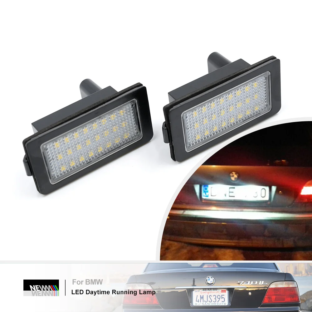 For BMW E38 7-Series 740i 740Li 750i 750Li 1995-2001 White Canbus Led License Plate Lights Auto Tail Lamps Bimmer Rear Tag Lamps