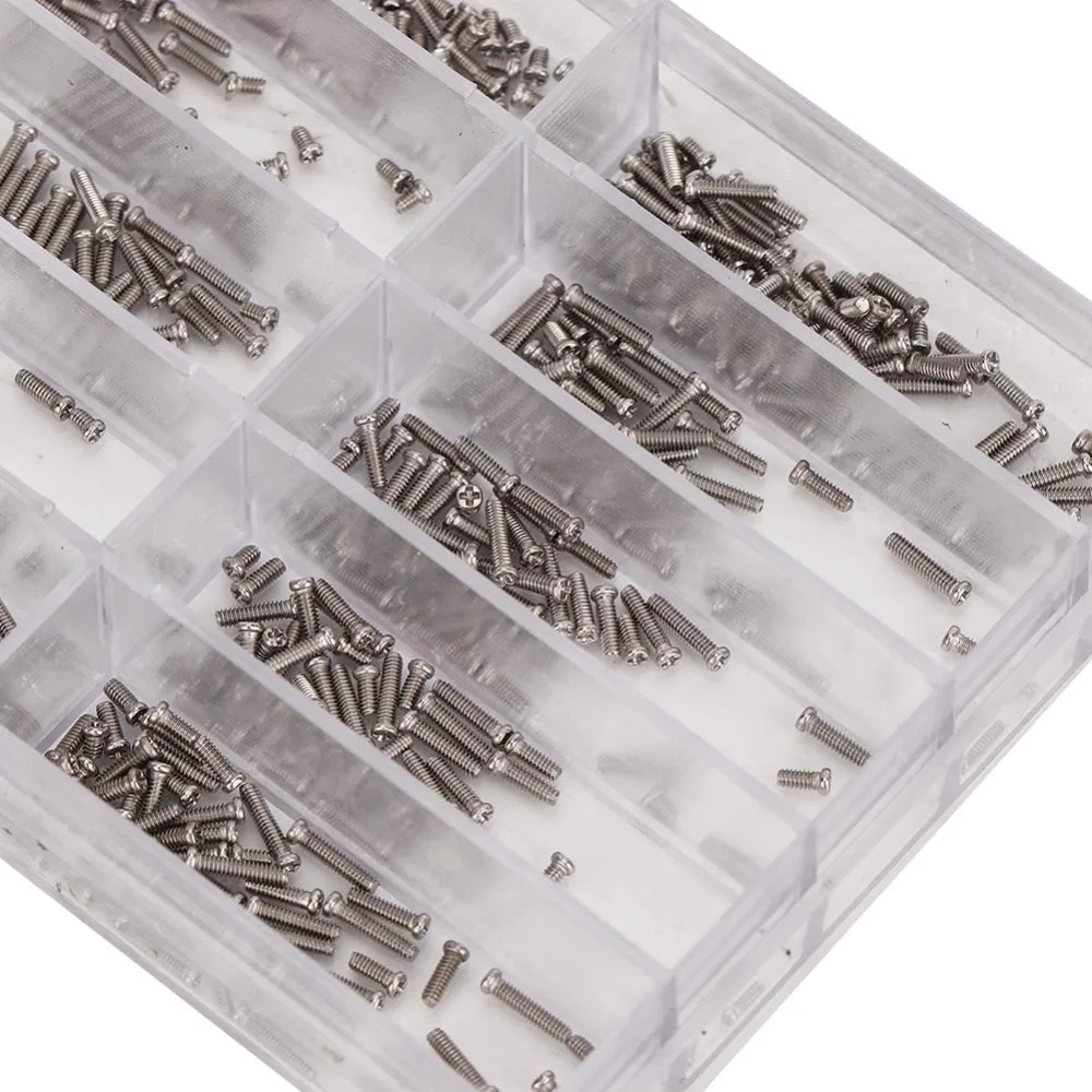 Винт для часов с крестообразной головкой, размер 1,6-6,0 мм, пластиковая коробка, винт из нержавеющей стали, винт для браслета из нержавеющей стали, ремонт часов