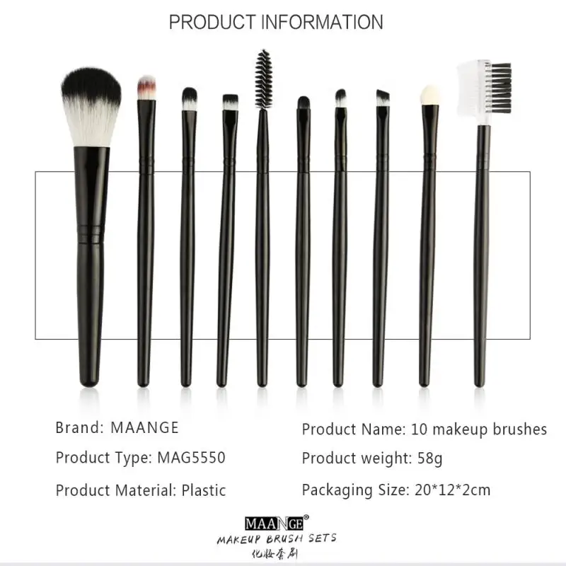 1~10PCS Professional Makeup Brushes Set Powder Eyelash Eye Shadow Concealer Brush Kit Easy To Carry Portable Cosmetic Tools