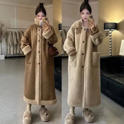 2024 Winter Thick Women Long Double sided Lamb Plush Suede Suit with Leather Fur Integrated Environmental Protection Fur Coat WF