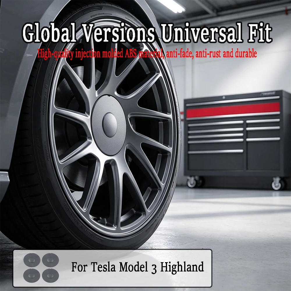 4Pcs Car Wheel Center Hub Caps ABS Dustproof Rim Hub Protector Caps For Tesla Model 3 Highland Exterior Modification Supplies