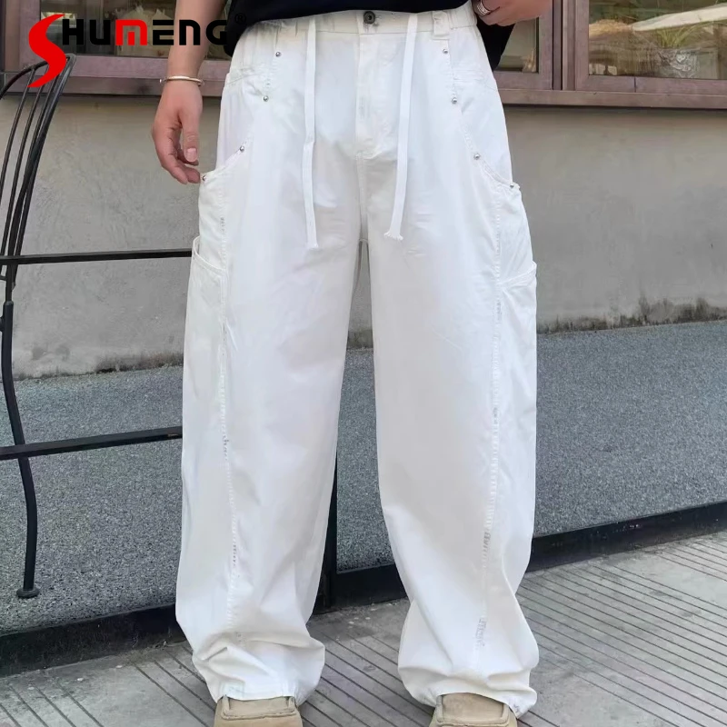 

2026 Men's Spring Fashion Trousers Rivet Personalized Multi-pocket Tooling Pants Loose Comfort Versatile Chic Straight-leg Pants