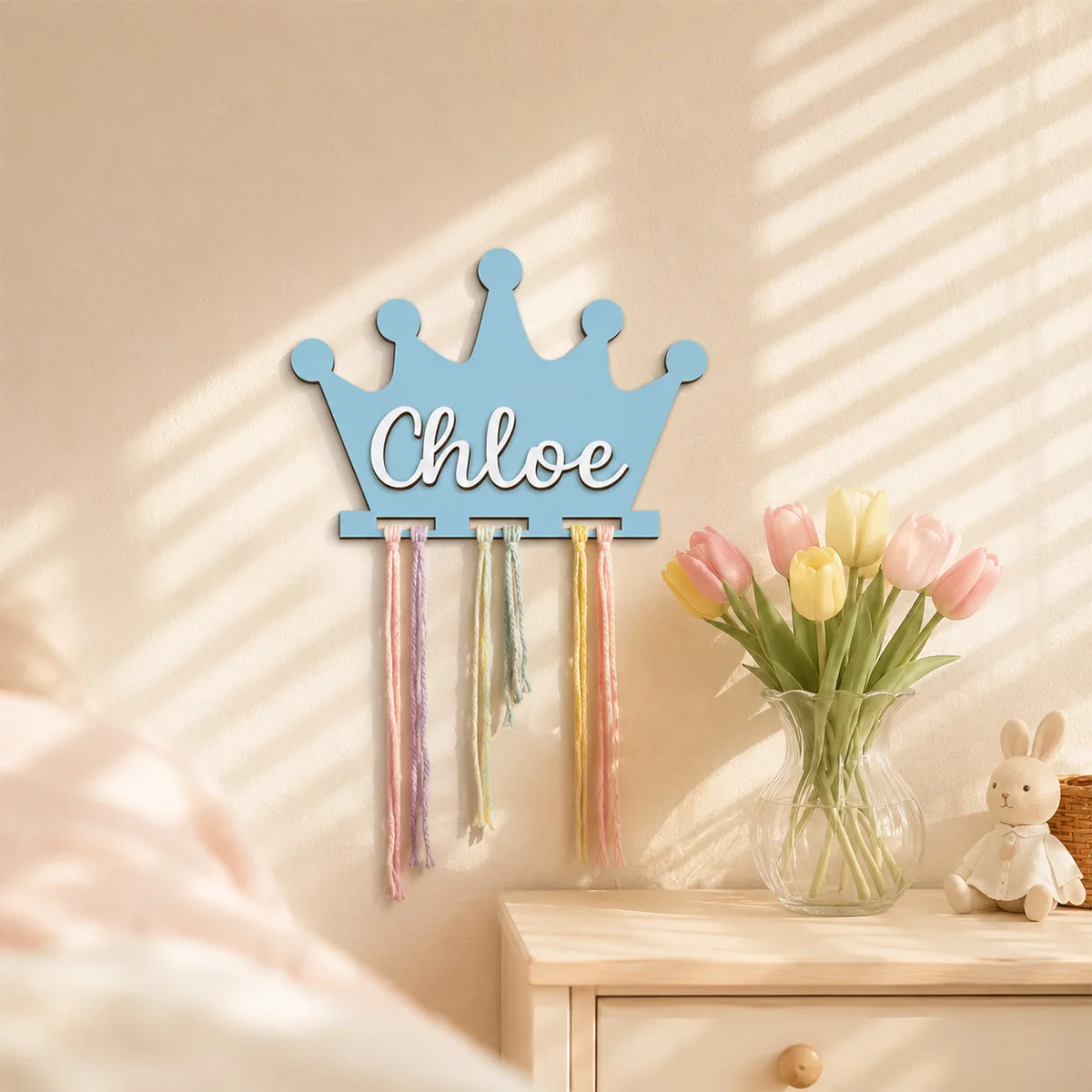 1pc personalized double-layer wooden surname brand, customizable name, crown design, decoration, holiday gifts