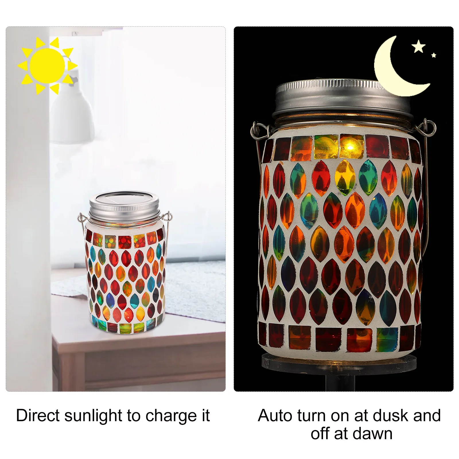 

1Pcs Creative Mosaic Solar Light Outdoor Garden Landscape Glass Lantern Ornament