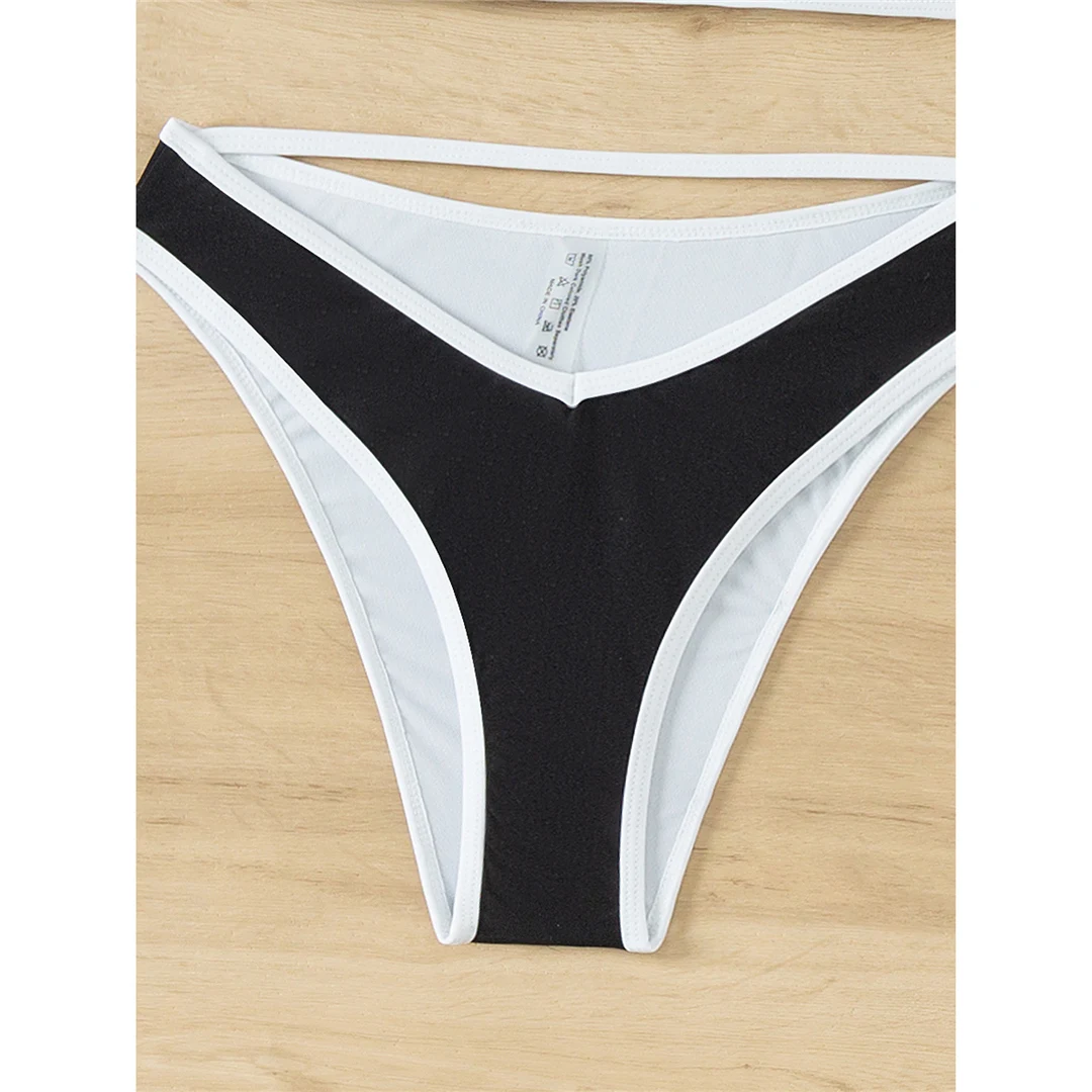2026 Sexy Splicing Cut-Out High-Cut Bikini Damen-Badeanzug Zweiteiliger Bikini-Set Badebekleidung Badeanzug V5392 – Detail 13