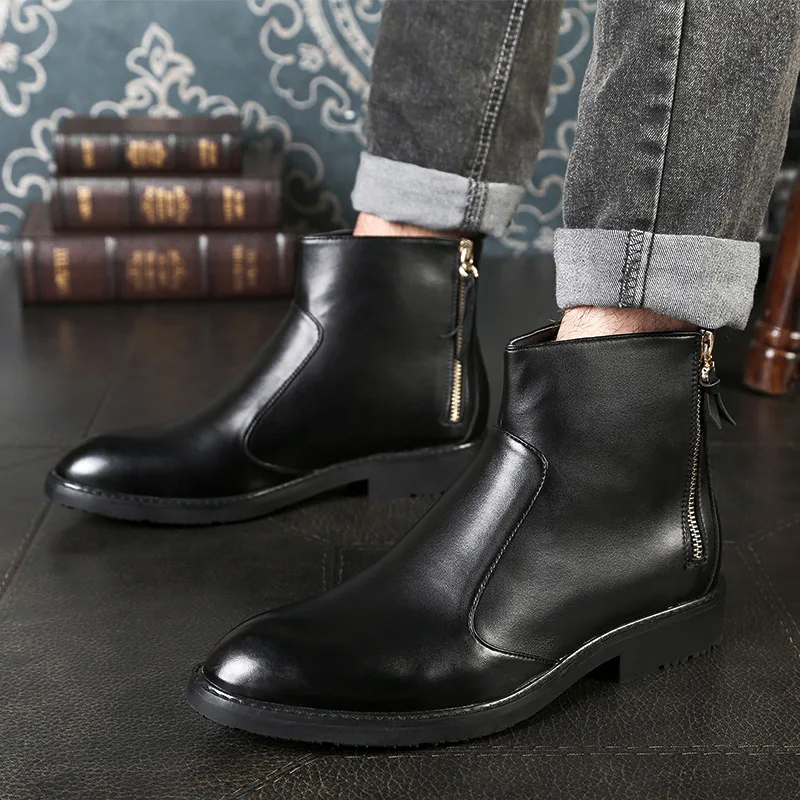 

England style mens fashion chelsea boots brand designer shoes cowboy original leather boot spring autumn ankle botas masculinas