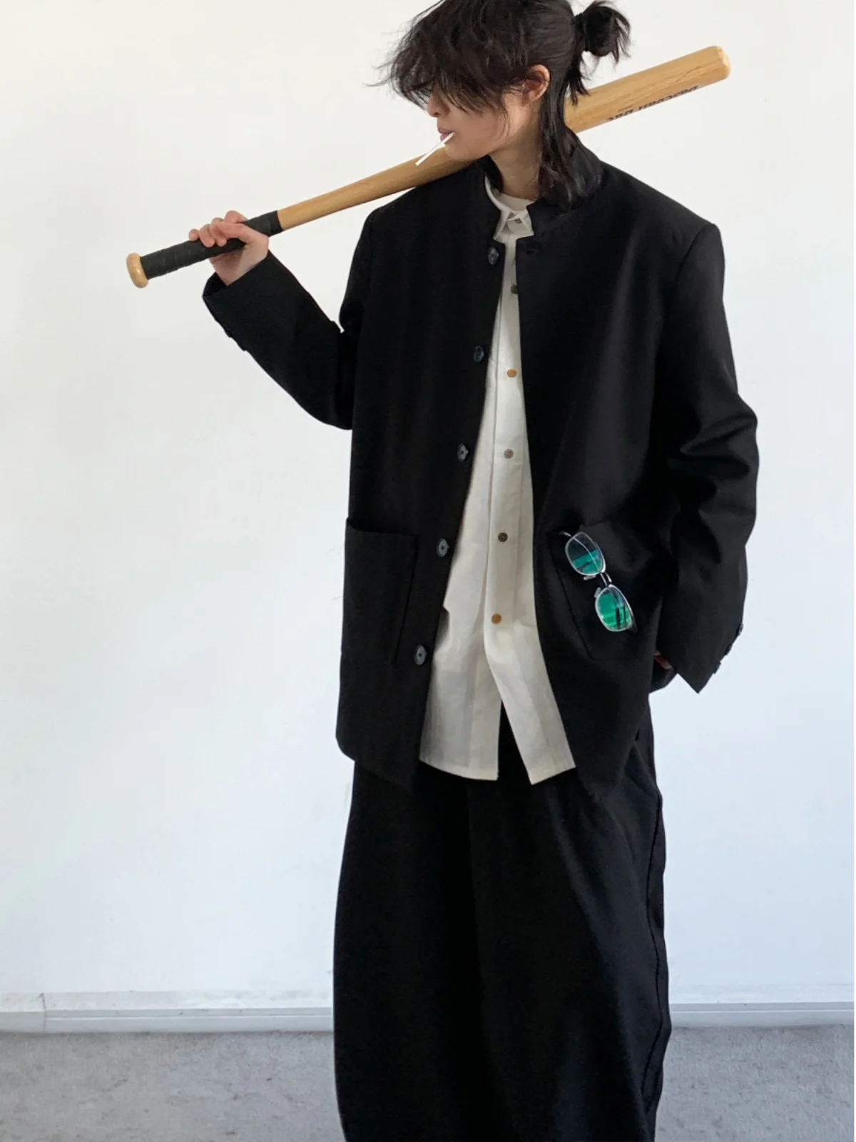 

Bla Casual Leisure Suit Jaet Men's Loose Fit Collarl Sli Haome New Chinese Sle Outerwear Spring Autumn