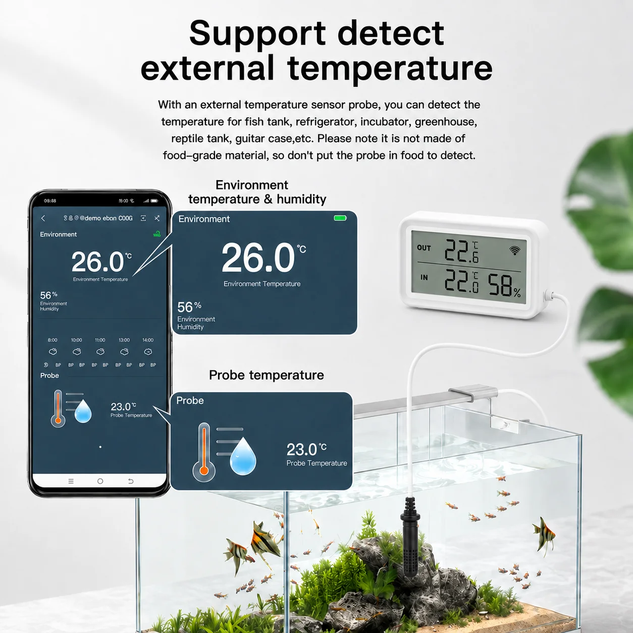 NEW Tuya WiFi Sensor Temperature Humidity Sensor with External Probe Sensor Work with Smart Life Yandex Alexa