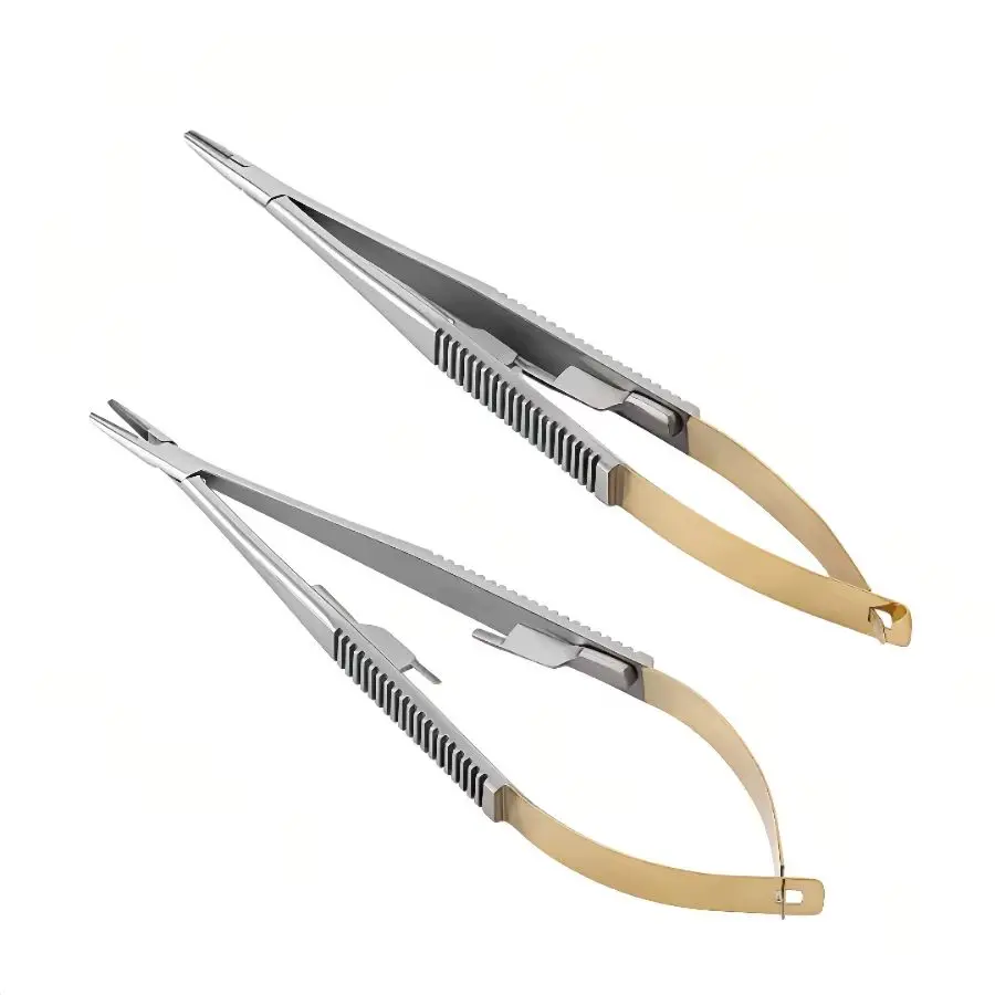 1PC Dentistry Castroviejo Needle Holder 14cm/16cm Dental Orthodontic Implant Tool Straight/Curved Forceps Tweezer Microsurgery