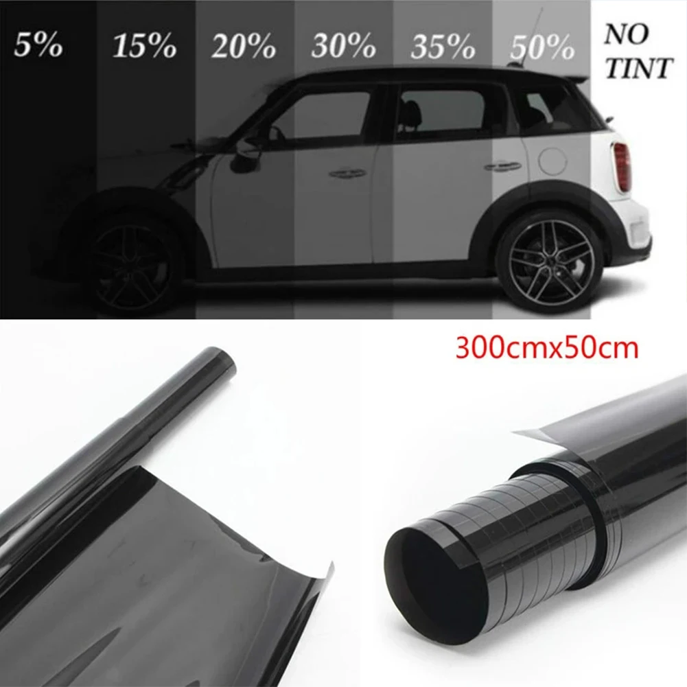 50*300cm Black Car Window Flim Static Cling Privacy Sun Blocking Anti UV Window Tint Opaque Window Film For Car Bedroom Restroom