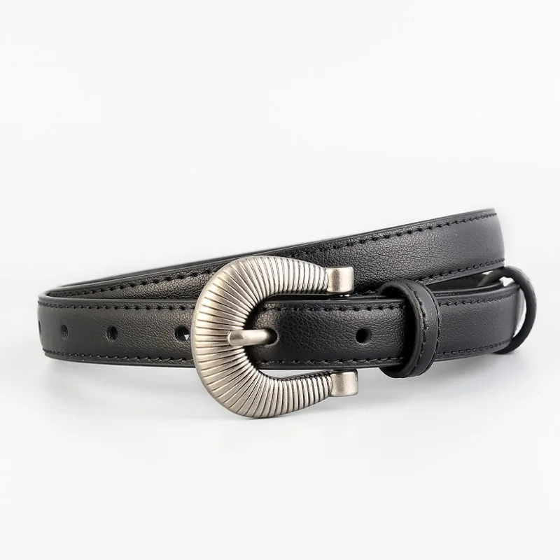 

2cm Women's Leather Thin Belt Paired with Dress,Jeans Belt niche Needle Buckle Belt, Lady Luxury Fashion Design Narrow Belts