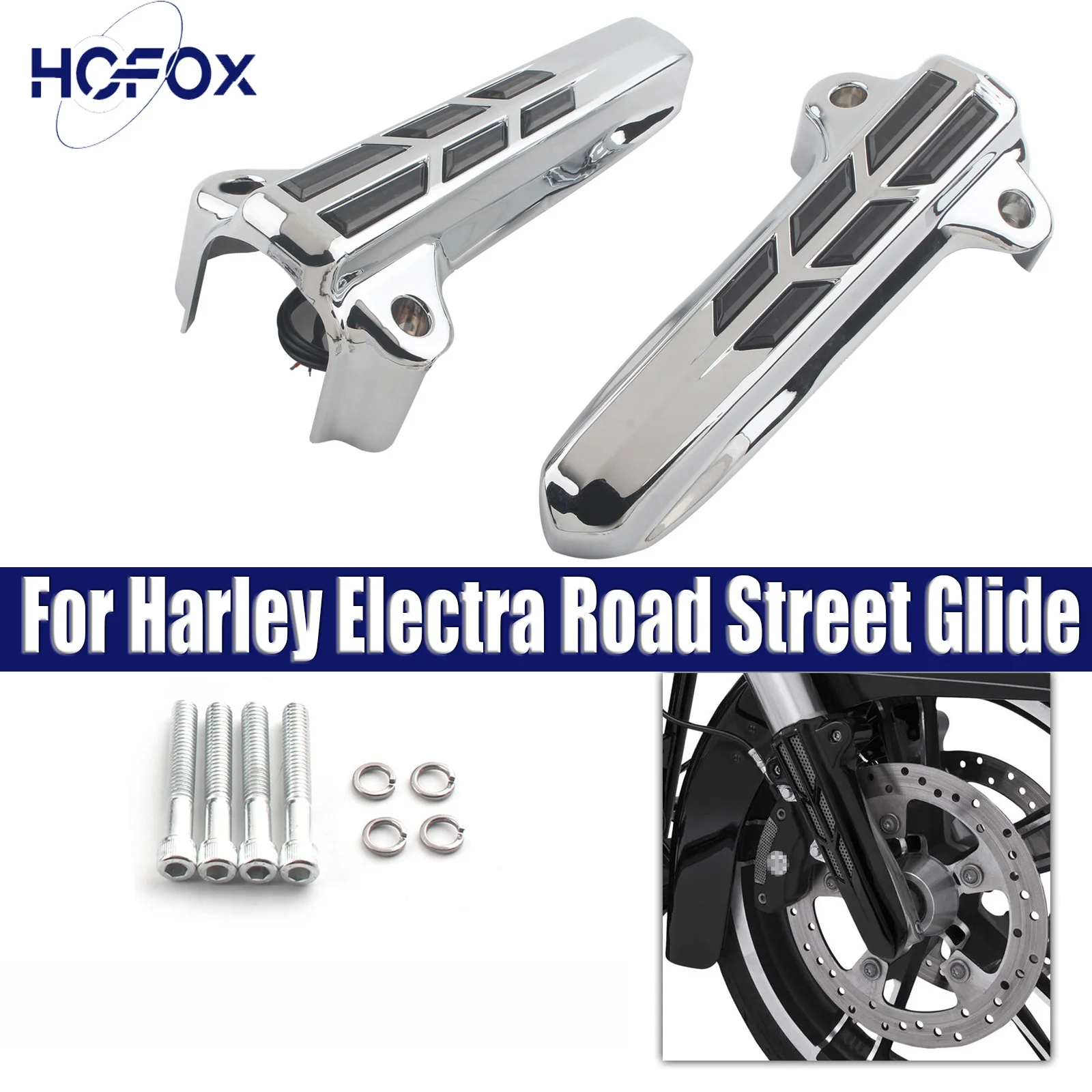 

For Harley Electra Road Street Glide Motorbike Front Lower Fork Leg Covers LED Smoke Light