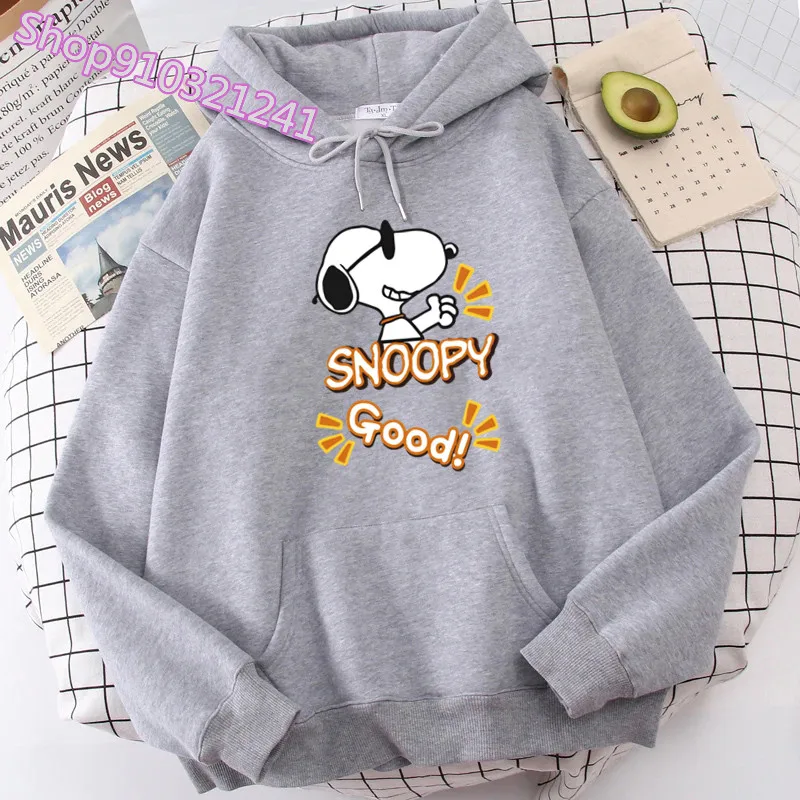 Anime Cute Printed Hoodies Women Cartoon Snoopy Y2k Korean Students Loose Sweatshirt Fashion Sweet Manga Unisex Clothing