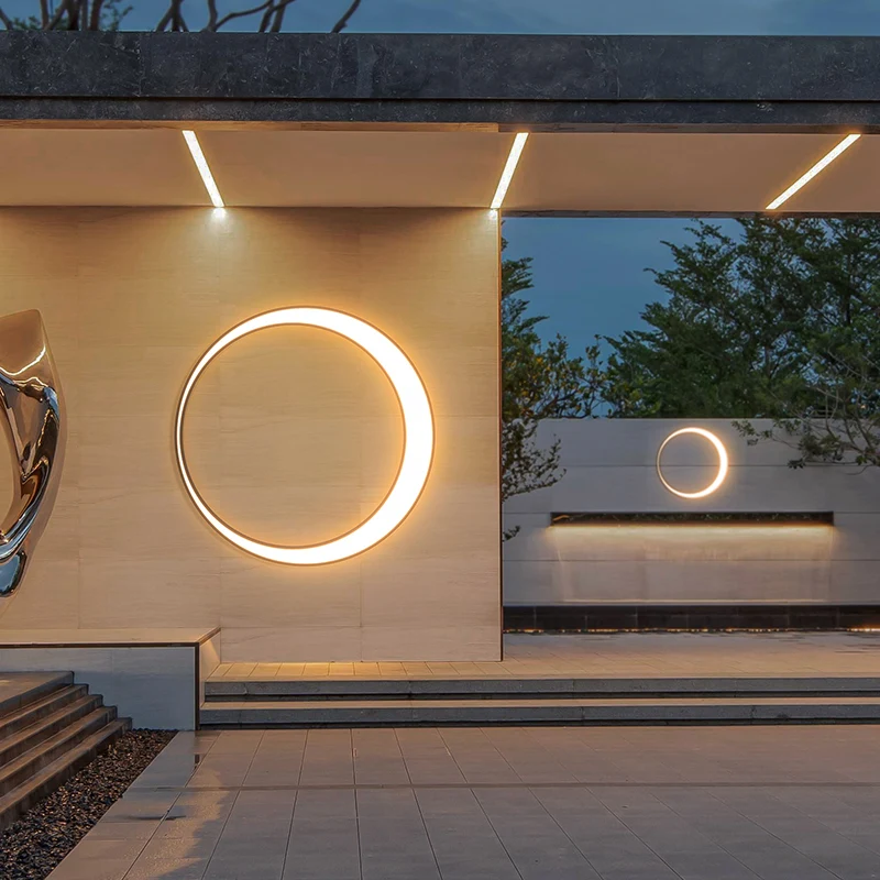 Applique da parete per esterni illuminazione decorativa a LED moderna impermeabile IP65 portico balcone terrazza giardino rotonda luna sfondo lampada da parete