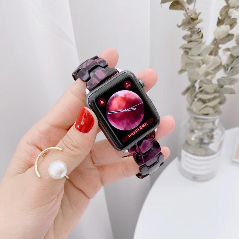 Resin Strap for Apple Watch 10 9 8 7 46mm 45mm 41mm 6 5 4 SE/2 44mm 40mm Colourful Metal Stainless Steel iWatch Ultra/ 49mm Band