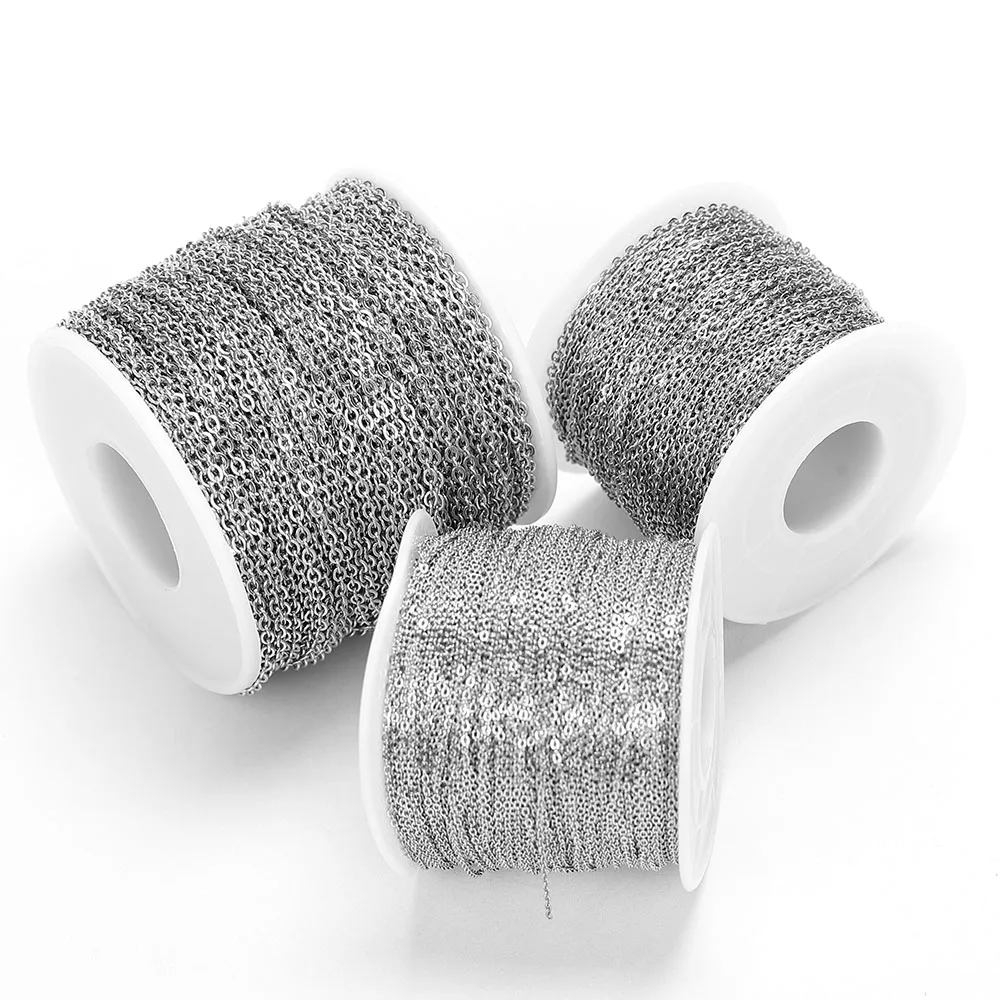 Nicht verblassende 10 Meter 2 Meter goldfarbene Edelstahlketten für DIY-Halsketten, Armbänder, Körperketten, Schmuckherstellungszubehör – Detail 11