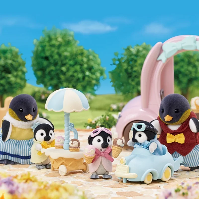 Forest Family The Penguin Baby And The Cart Set A Et Anime Girl Pvc Figures Toy Figurine Room Decoration Birthday Gift Toys