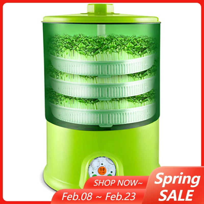 Máquina de brotes de soja eléctrica automática multifunción, 220V, 3 niveles, inteligente, para el hogar, máquina de cultivo de semillas