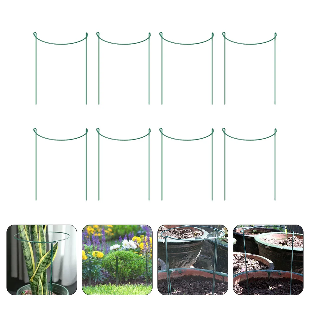 

8 Pcs Plant Support Frame Potted Climbing Rack DIY Stakes Bracket Ring Rod Plants Holder Flower Iron