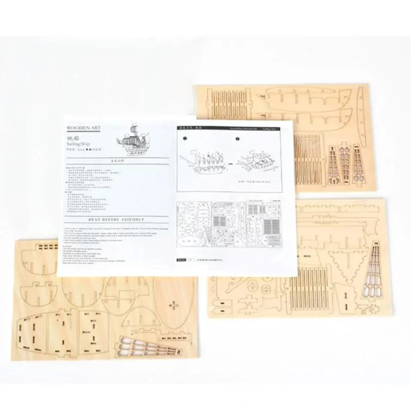 3D Sailboat Wooden Puzzle Assembly Model Puzzle DIY Wooden Crafts 3D Decor Puzzle Gifts for Adults Teens Desk Decoration
