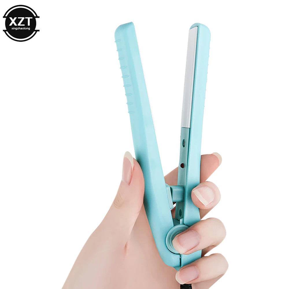 Portable 2 in 1 Mini Hair Perming Hair Styling Appliance Hair Crimper Electric Splint Flat Iron Ceramic Hair Curler & Straighten