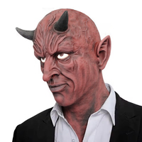 Full face horn devil mask latex head cover horror costume COS haunted house NPC Halloween party costume horror trick prank props