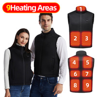 9 Areas Heated Vest Men Women Motorcycle USB Electric Self Heating Vest Smart Rechargeable Heated Jacket Thermal Heated Clothes