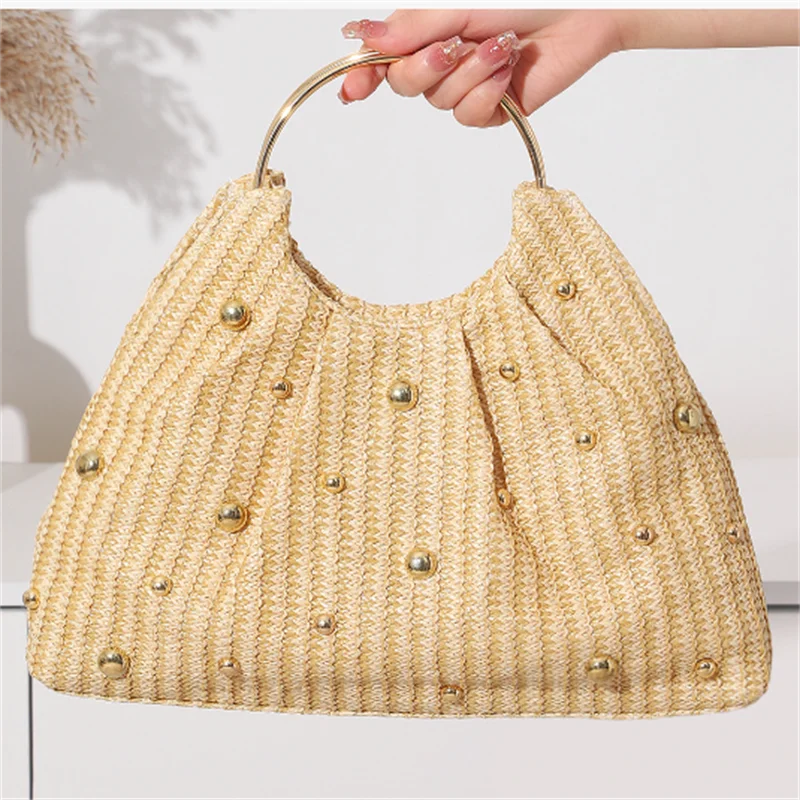 

2025 New Women Straw Handbags Party Dinner Clutch Wallets With Chain Banquet Evening Bags For Ladies Drop Shipping