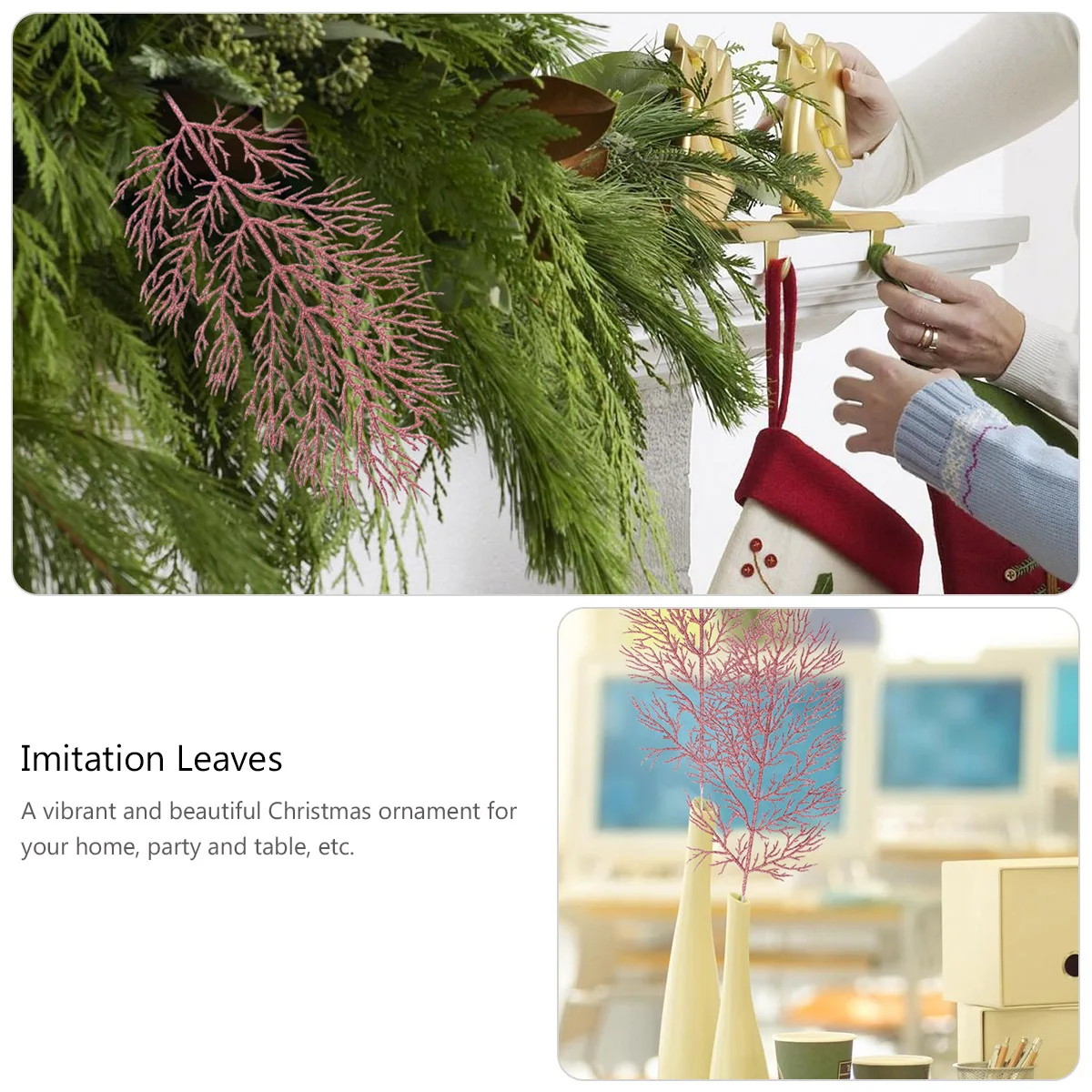 

12Pcs Christmas Tree Hanging Decorations Premium Colorful Imitation Leaves Creative Table Party Indoor Outdoor Festive Christmas