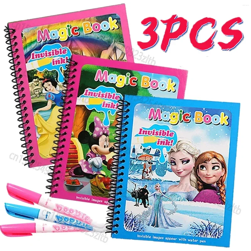 Ragazza cartone animato pittura ad acqua congelata disegno giocattoli Set Graffiti Minnie Mouse Elsa principessa acquerello libro magico per le