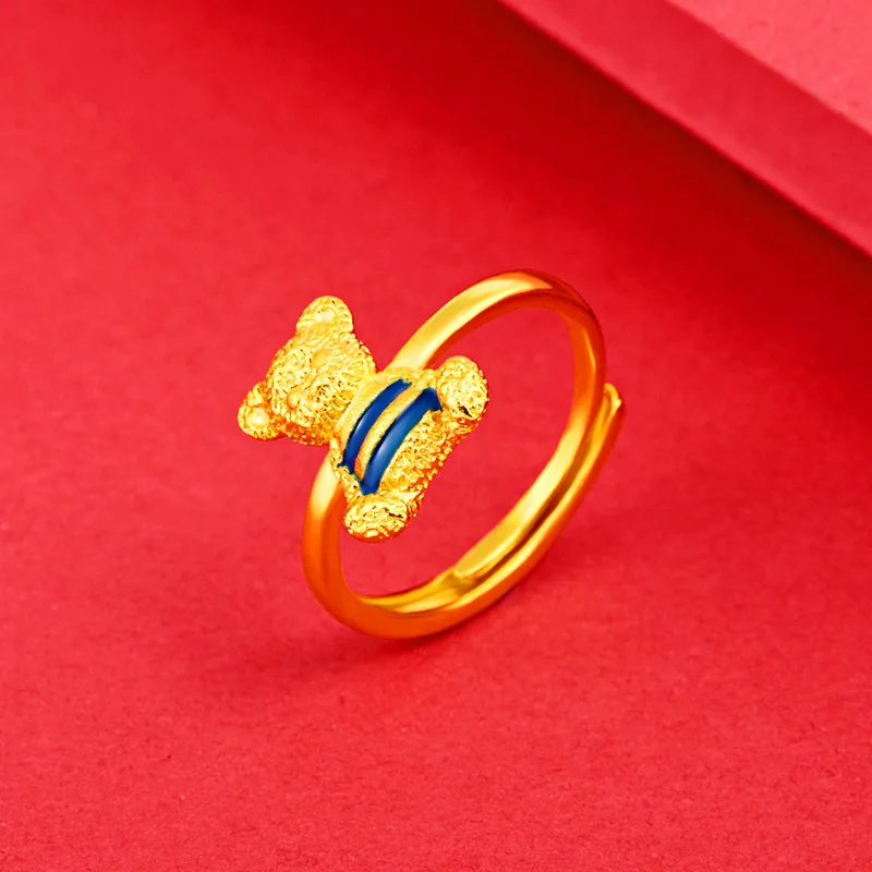 

Cute & Lovely Adjustable Bear Ring For Women 24K Gold AU999 | Cute bear, sweet and age-reducing