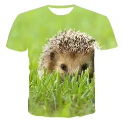Summer T-Shirts Animal Hedgehog 3D Print Short Sleeve T Shirt Fashion Kids Casual Boys Girls Children O-Neck Tees Tops Clothing