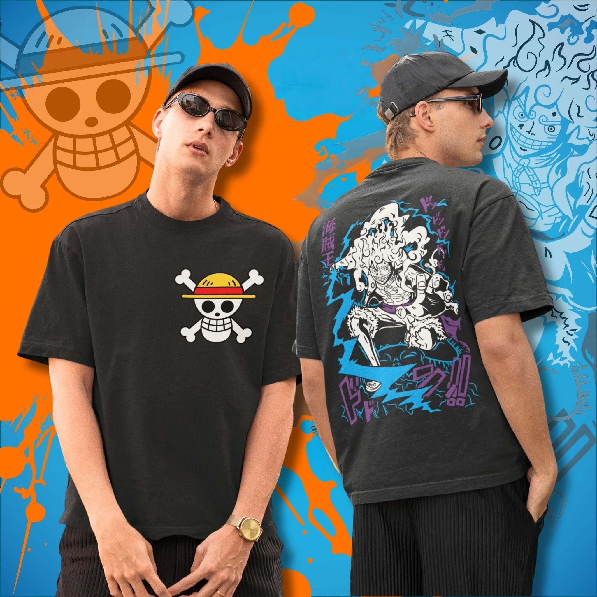 Camiseta Holgada de Algodón 100% con Estampado Estilo Graffiti de One Piece Monchi D. Luffy "Grade 5 / Helios Nikka" para Hombre/Mujer, Verano 2026