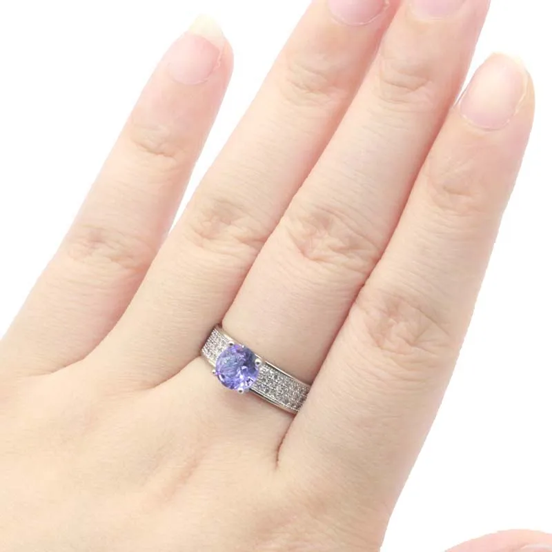 Buy 2 Get 1 Free 19x7mm Changing Color Alexandrite Topaz White CZ Females Wedding Silver Rings