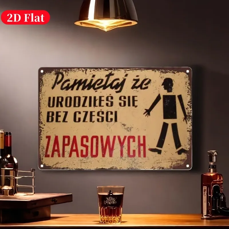 Vintage Safety First Bold Polish Warning Poster Tin Metal Signs Home Décor 8x12