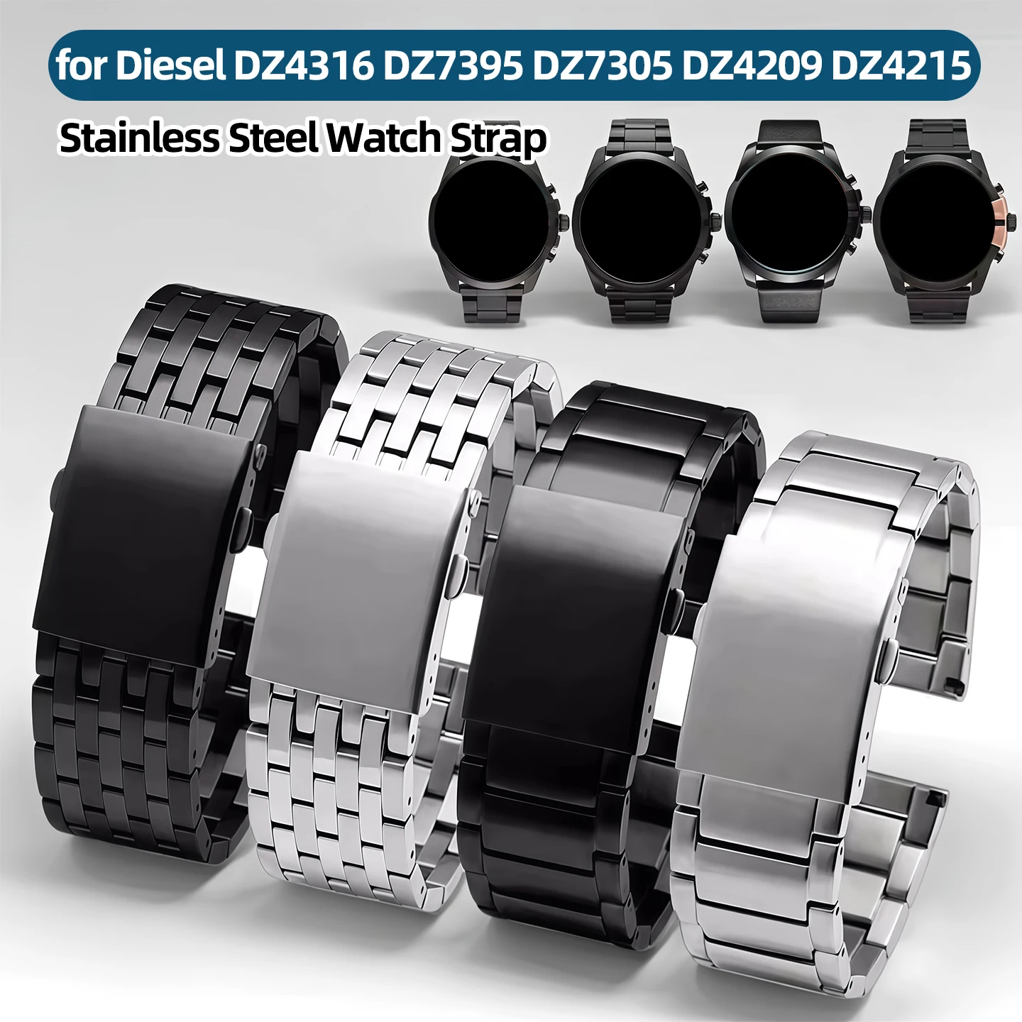 

Металлический браслет для часов Diesel DZ4316 DZ7395 DZ7305 DZ4209 DZ4215, 24 мм, 26 мм, 28 мм, 30 мм, из нержавеющей стали