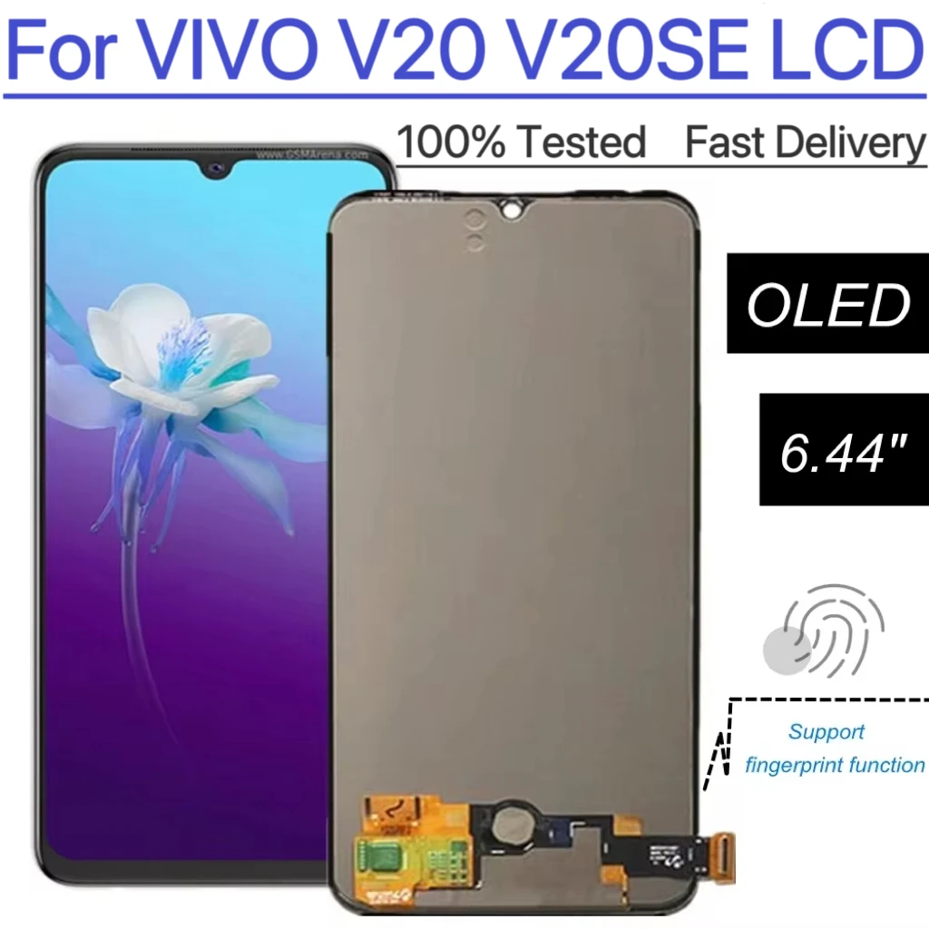 

6.44'' NEW Original TFT&OLED Screen For Vivo V20 V20SE LCD Display Touch Screen Digitizer Assembly For v20se Replacement Repair