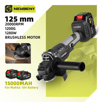 NEWBENY 1200W 125MM Brushless Electric Angle Grinder Handheld Cordless Polishing Cutting Power Machine For Makita 18V Battery