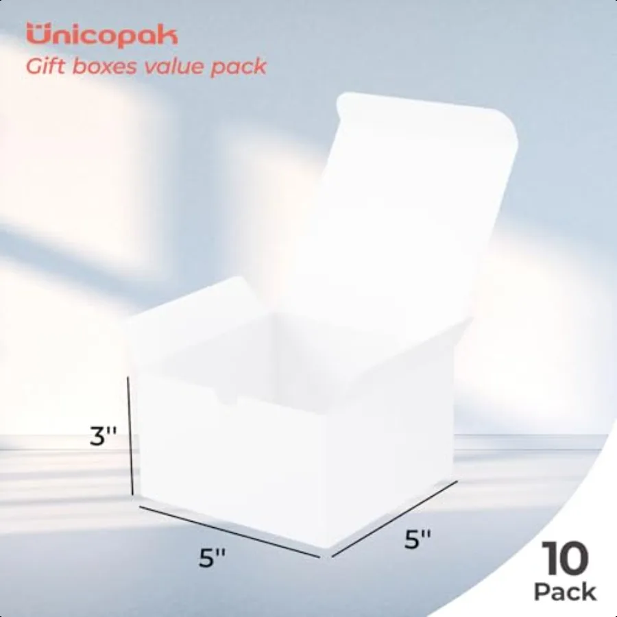 10 Pack 5x5x3 Gift Boxes Bulk Small White Gift Boxes Ideal for Birthday Christmas Party Homemade Busin