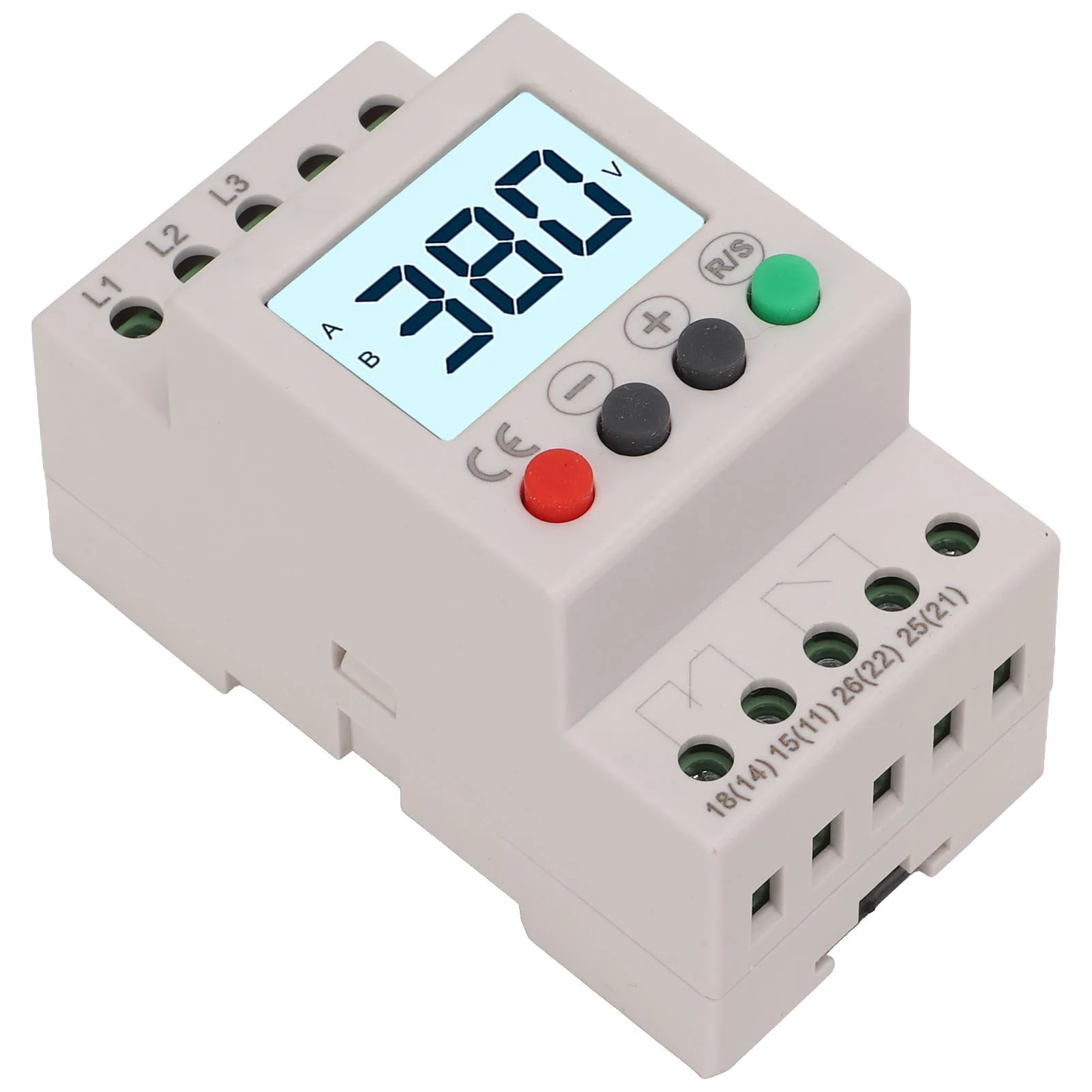 Over Under Voltage Protector Protective Device 3 Phase LCD Digital Display AC 380V Voltage Protector Under Voltage Protector