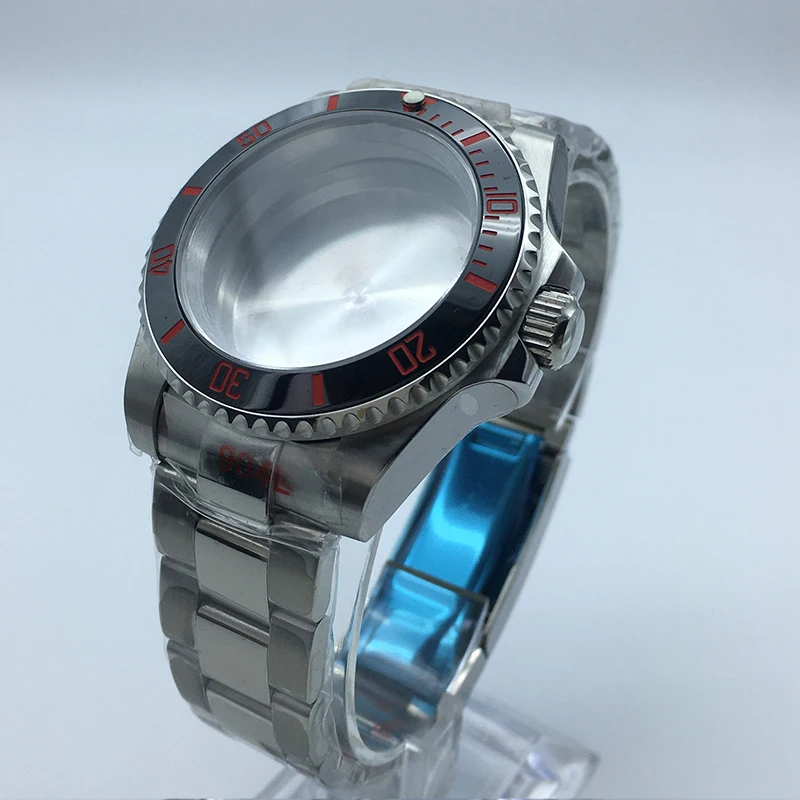 

Silver 40mm luxury NH35 watch case Oyster Bracelet sapphire glass For Seiko nh34 NH35 NH36 nh38 miyota 8215 movement diver Case