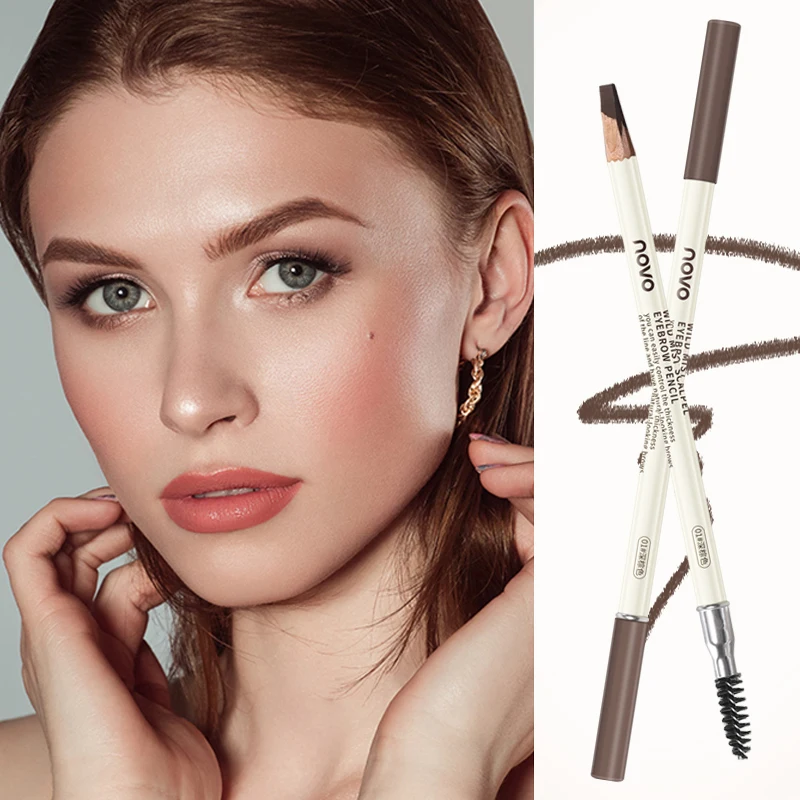 2-in-1 アイブロウ ペンシル、長持ち、防水、汗に強い、簡単に削れる、眉、自然な眉メイクを作成します。