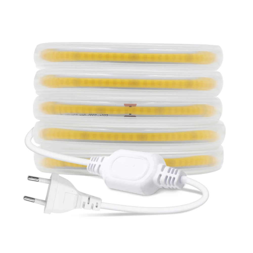 

Super Bright 220V FOB COB LED Strip EU UK 288Leds/m High Density Flexible COB LED Lights Tape Ribbon Diode 3000K 4000K 6000K